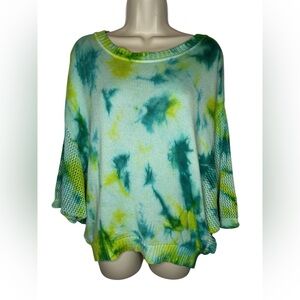 RXB Women's Tie Dye Green Sweater=Size Medium-Like New Dolman Style Crewneck
